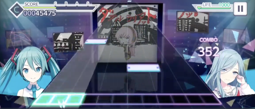 プロセカのリズムゲームプレイ画面